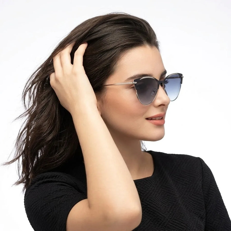Hestara | Grey Medium Full Rim Cat eye Sunglasses for Women [UV-protected]