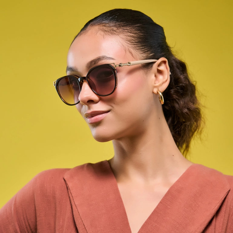 Hashtag Elysia Square Sunglasses for Women - B80-684 Brown