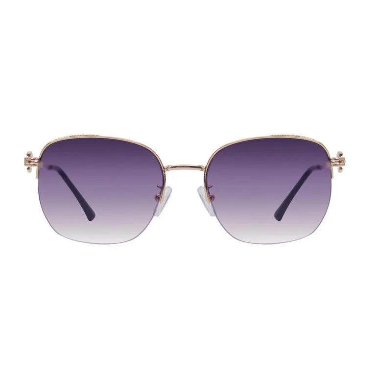 Eclipse | Purple Medium Half Rim Square Sunglasses for Women [UV-protected]