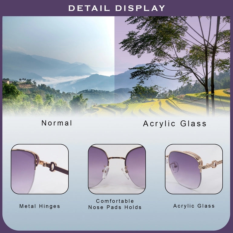 Hashtag Elysia Square Sunglasses for Women - B80-684 Purple