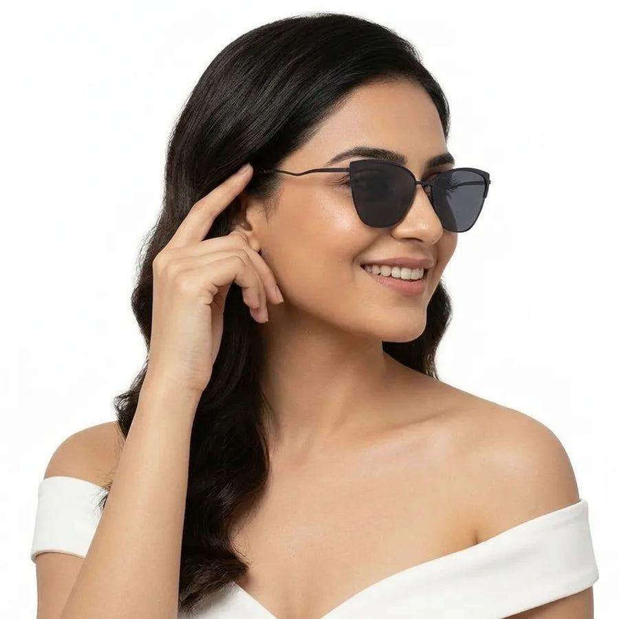Torion | Black Medium Full Rim Cateye Sunglasses for Women [UV-protected]