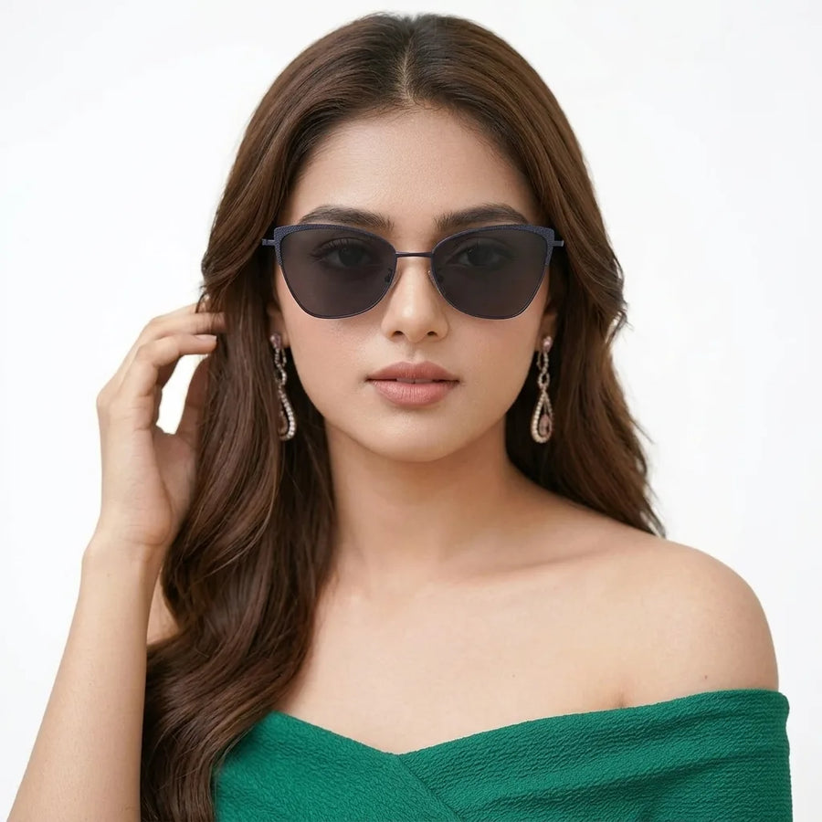 Torion | Black Medium Full Rim Cateye Sunglasses for Women [UV-protected]