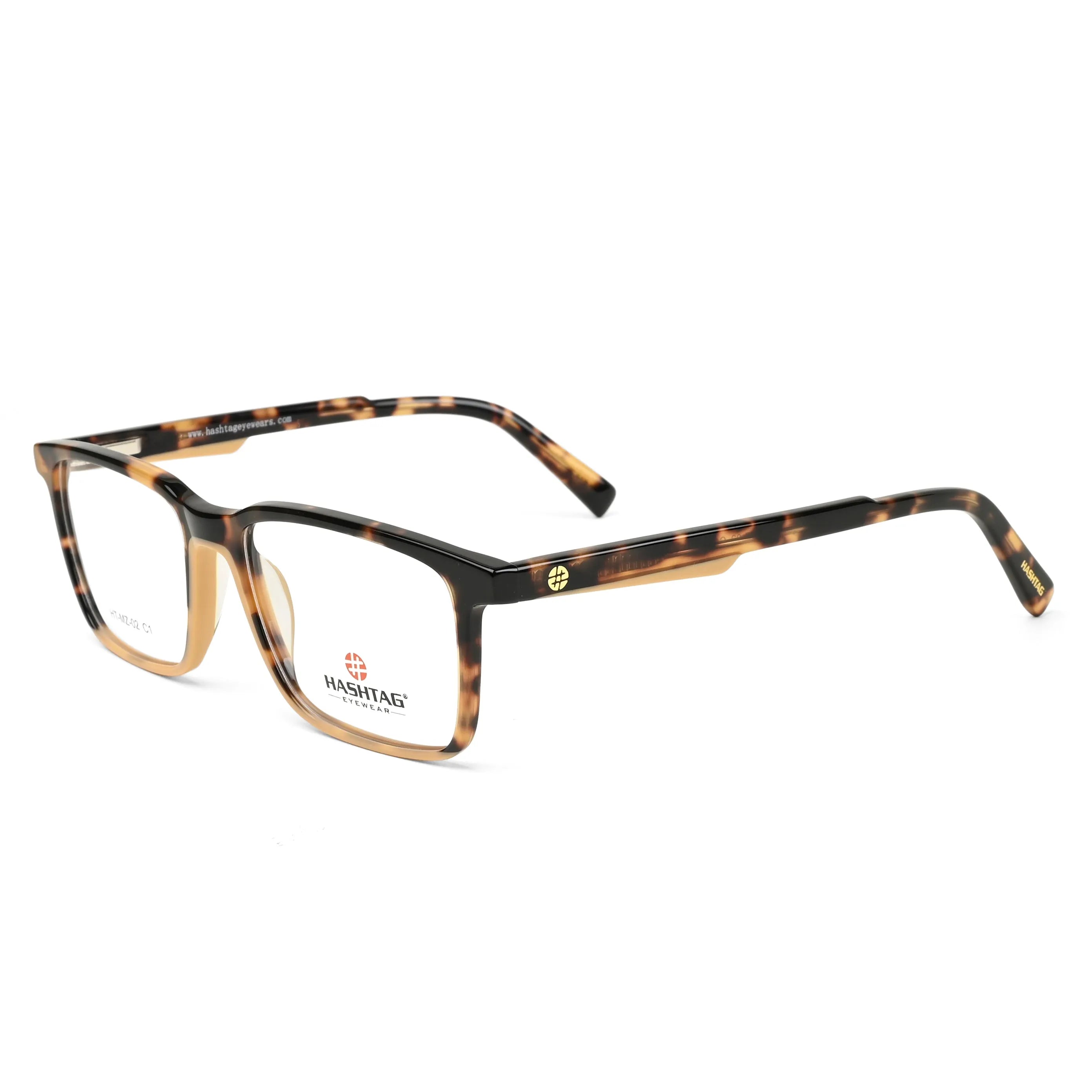 Frostar | Havana Brown Texture Medium Full Rim Square with Spring Hinges Eyeglasses for Men & Women [Demo Lens]