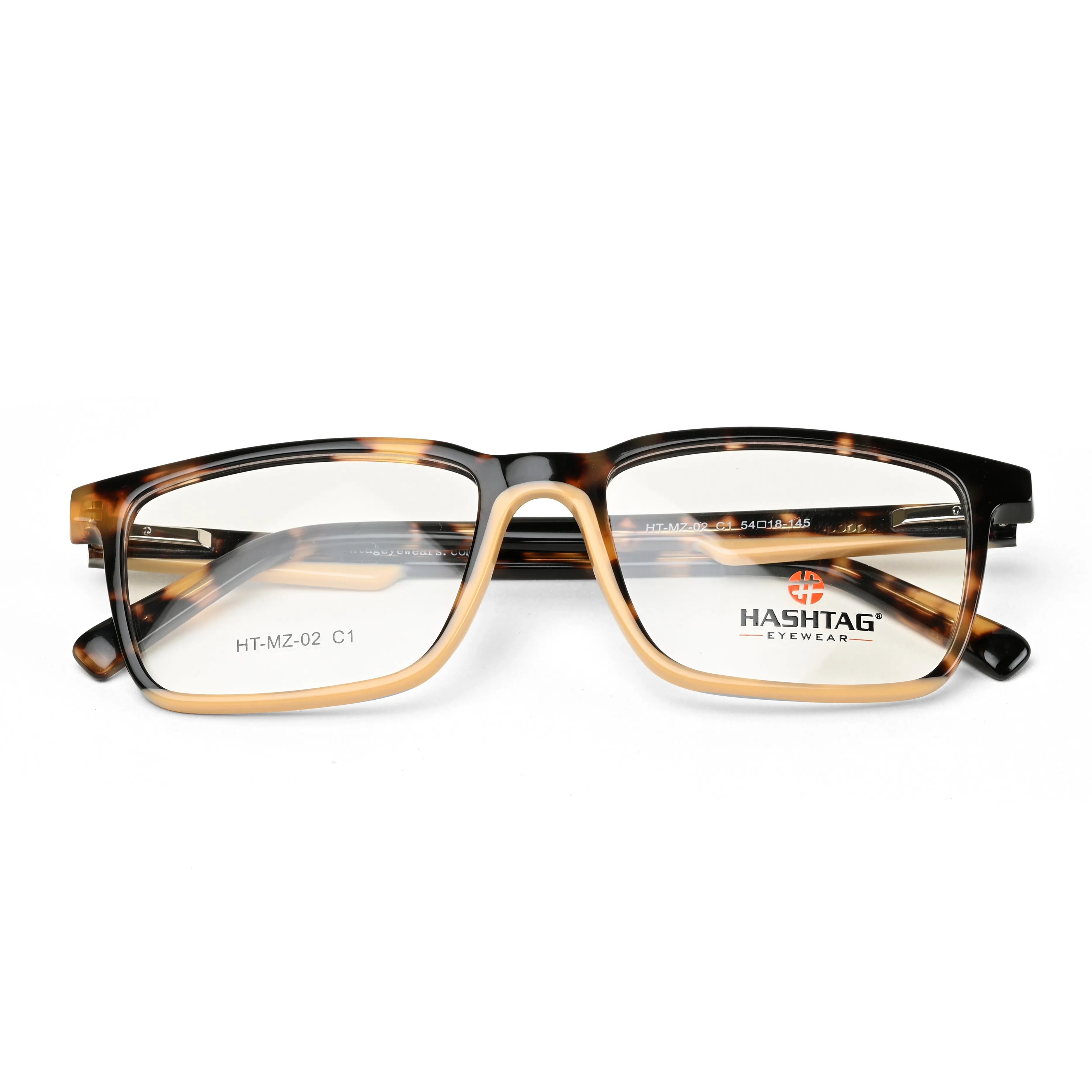 Frostar | Havana Brown Texture Medium Full Rim Square with Spring Hinges Eyeglasses for Men & Women [Demo Lens]
