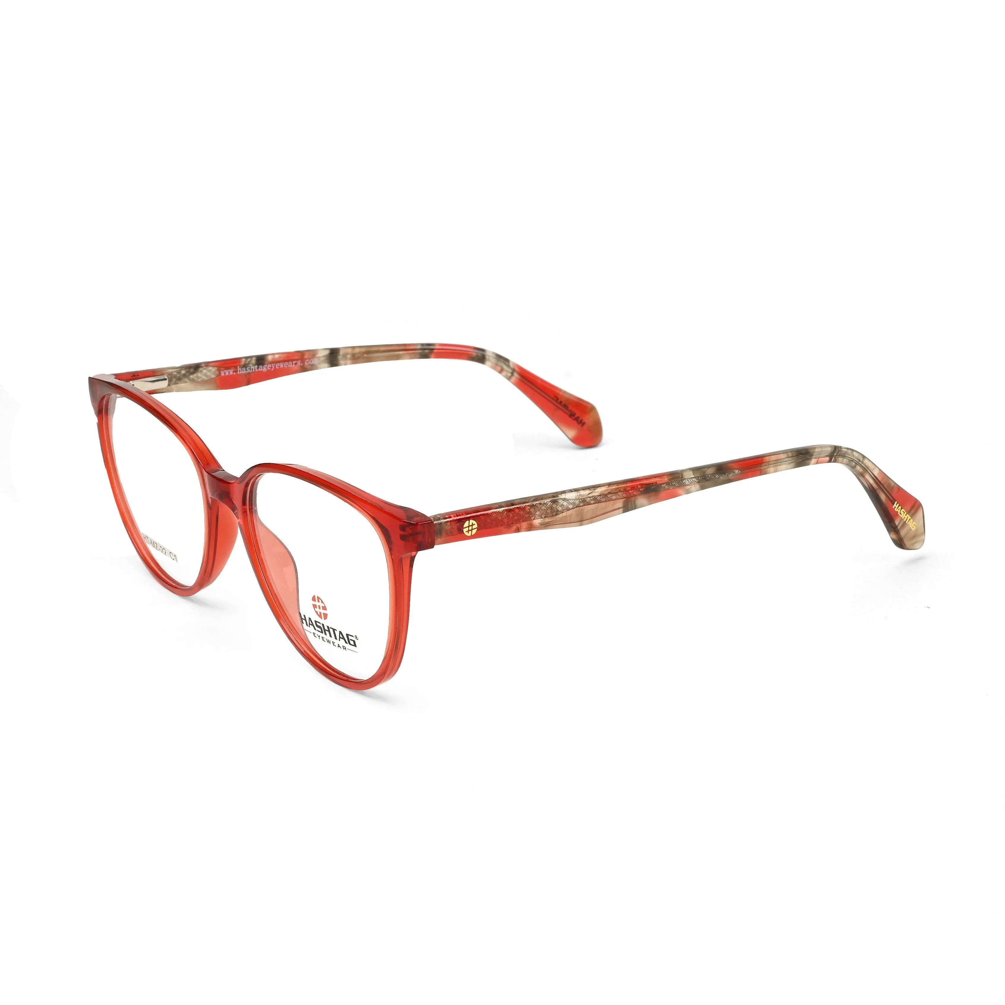 Stralor | Red Medium Full Rim Round with Spring Hinges Eyeglasses for Women [Demo Lens]
