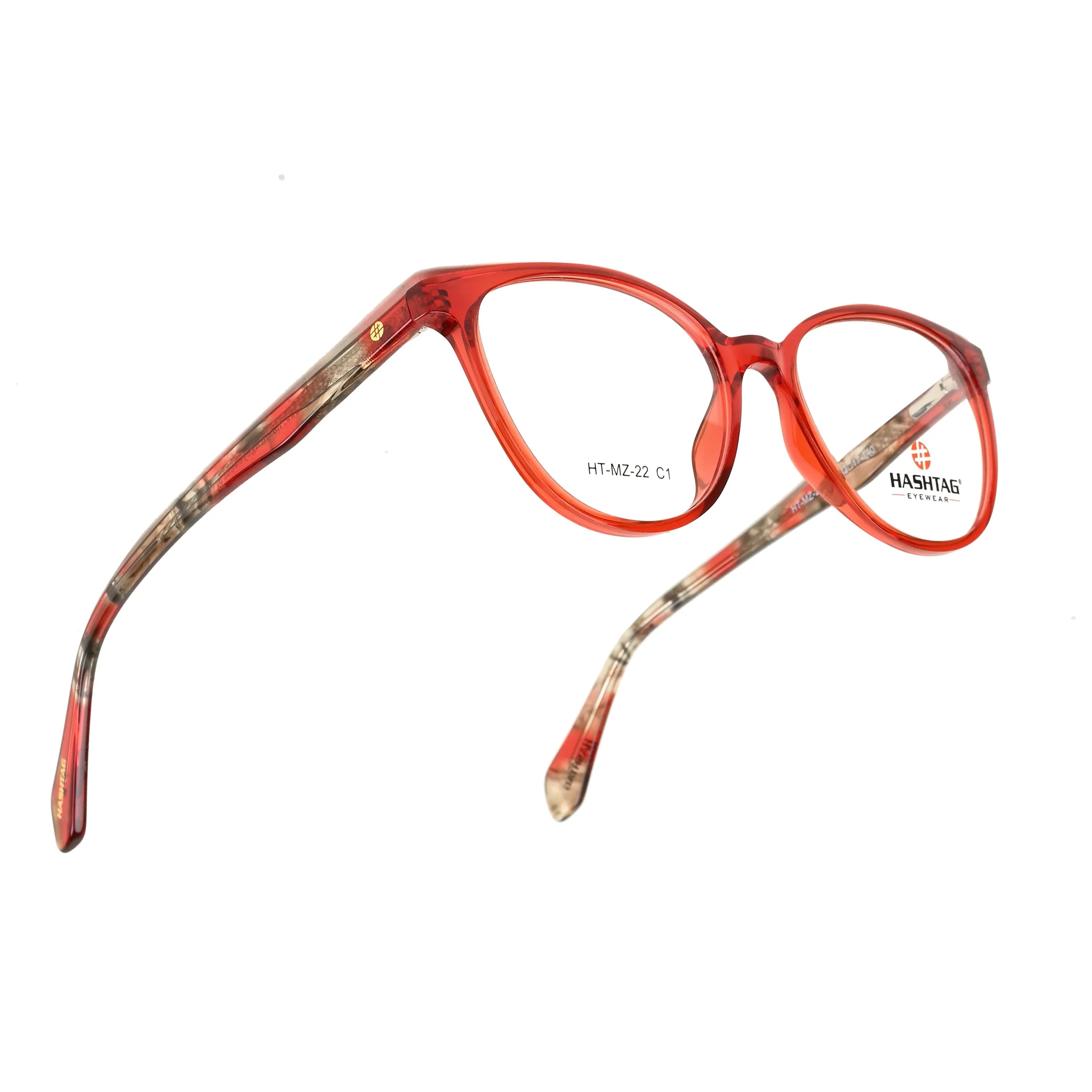 Stralor | Red Medium Full Rim Round with Spring Hinges Eyeglasses for Women [Demo Lens]