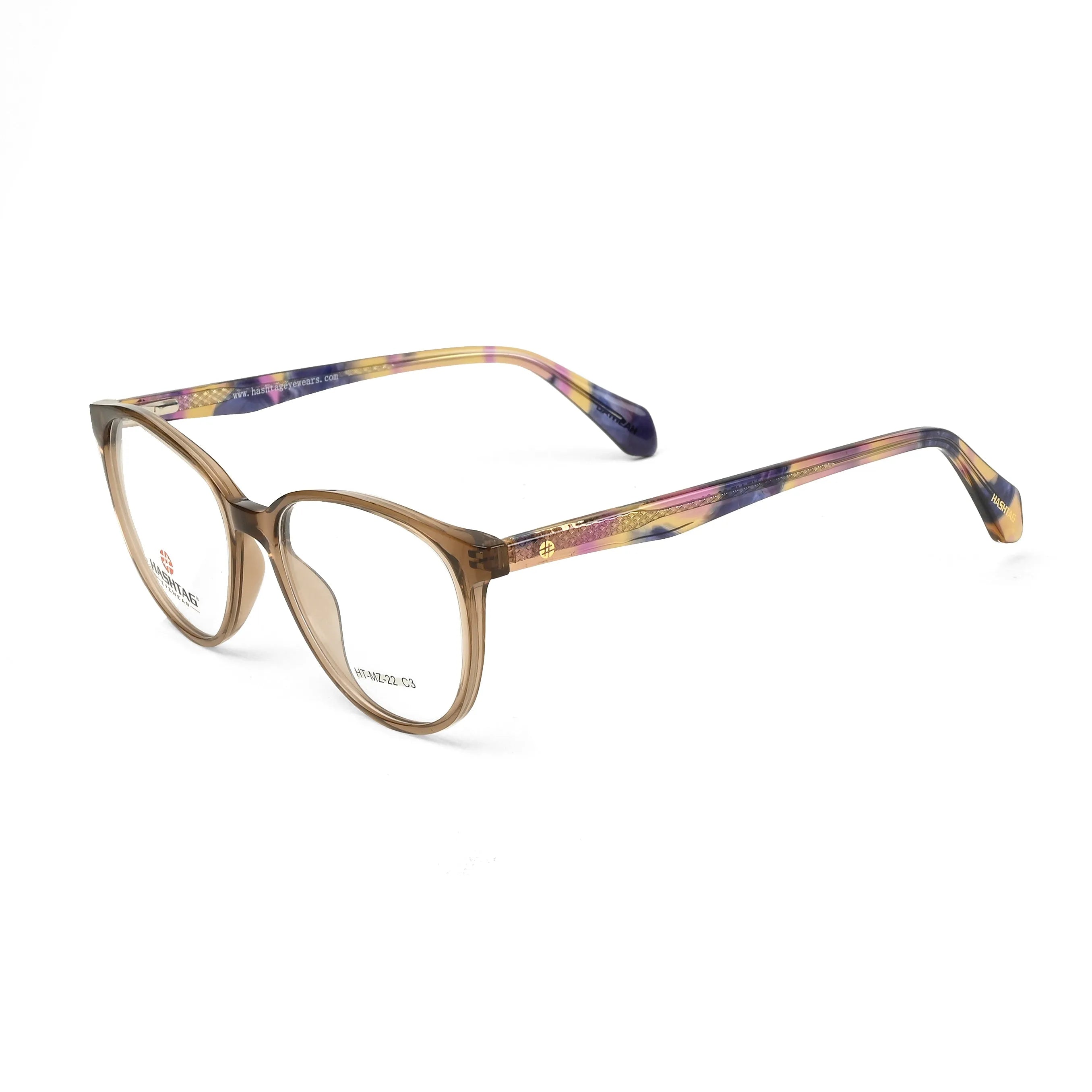Stralor | Light Brown Medium Full Rim Round with Spring Hinges Eyeglasses for Women [Demo Lens]