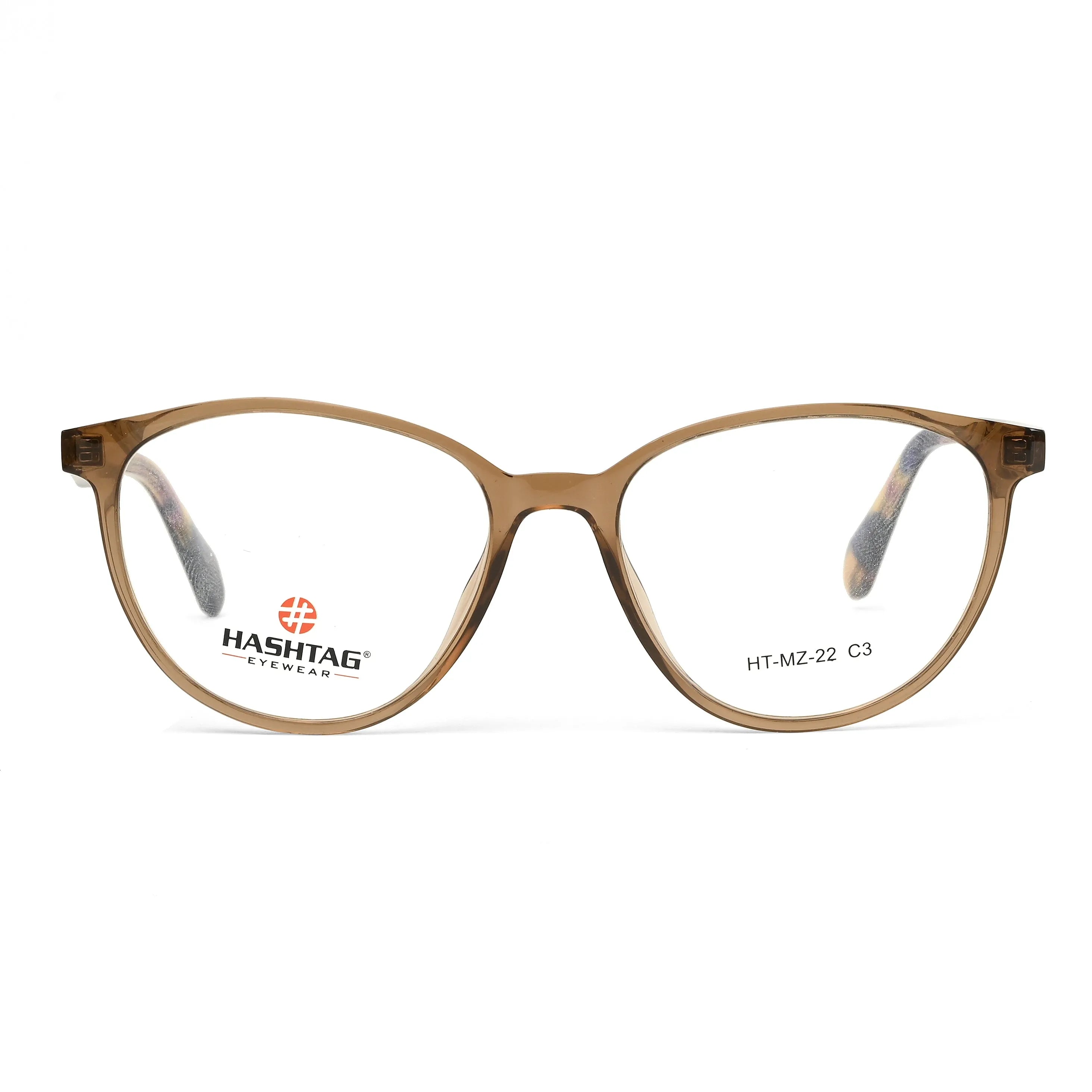 Stralor | Light Brown Medium Full Rim Round with Spring Hinges Eyeglasses for Women [Demo Lens]