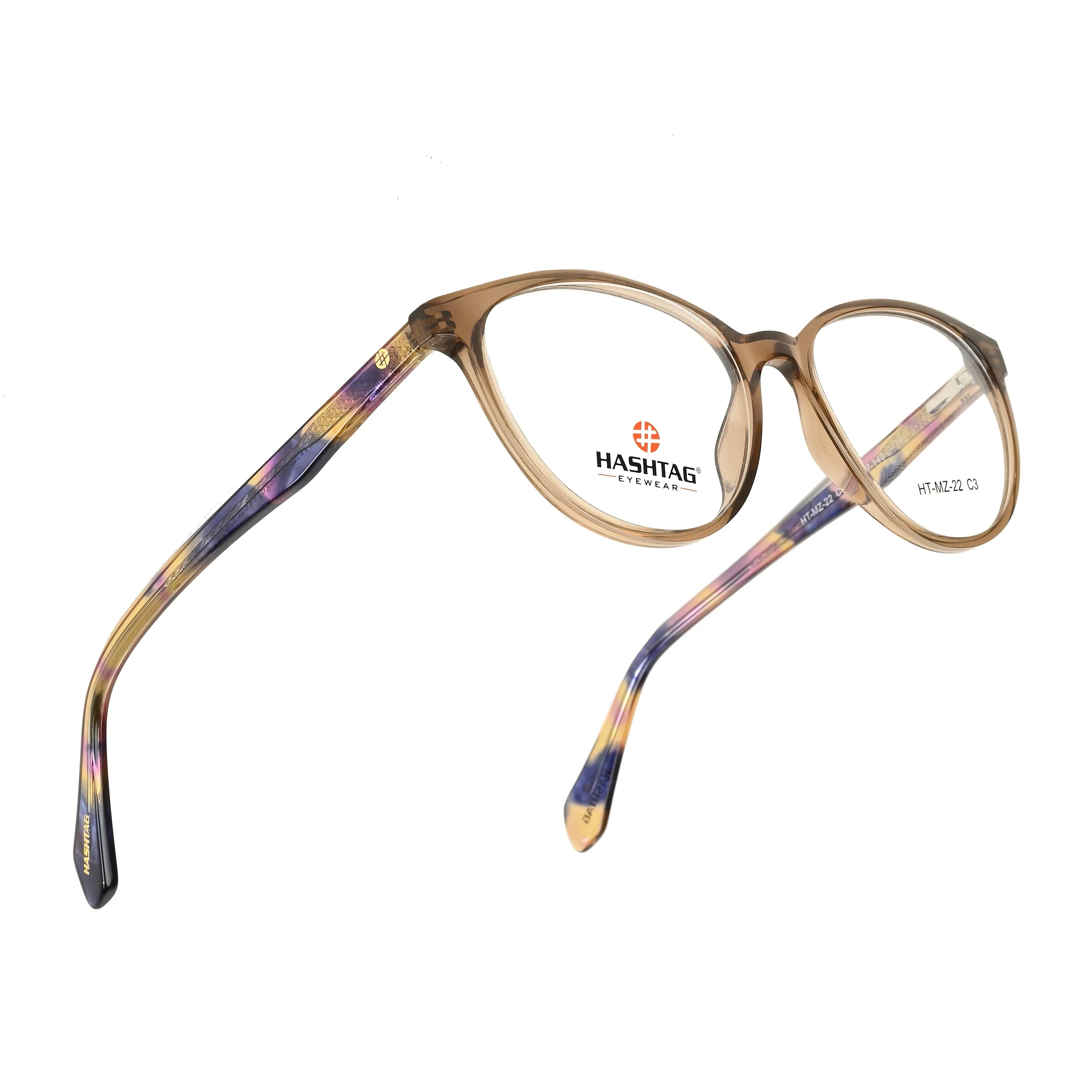 Stralor | Light Brown Medium Full Rim Round with Spring Hinges Eyeglasses for Women [Demo Lens]