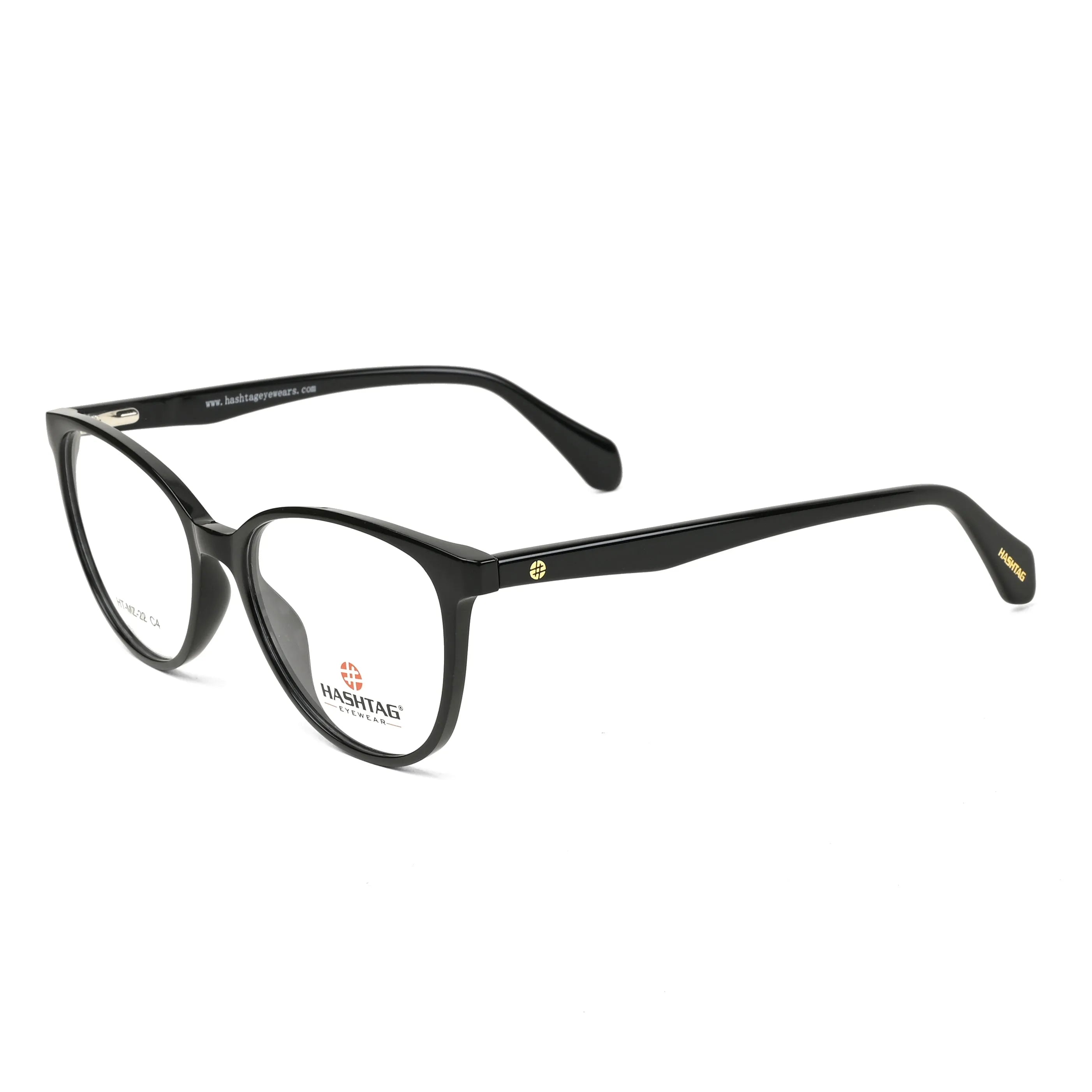 Stralor | Black Medium Full Rim Round with Spring Hinges Eyeglasses for Women [Demo Lens]