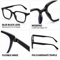 Celestia | Black Medium Full Rim Wayfarer Computer Glasses for Men & Women [Blue Block]