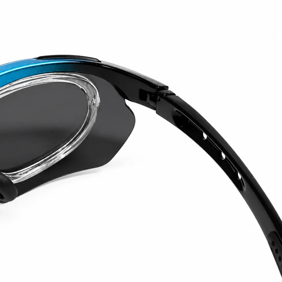 Valkor | Blue & Black Free Size Half Rim Shield Sports Sunglasses for Men & Women Changeable Lens  [Polarized]