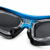 Valkor | Blue & Black Free Size Half Rim Shield Sports Sunglasses for Men & Women Changeable Lens  [Polarized]