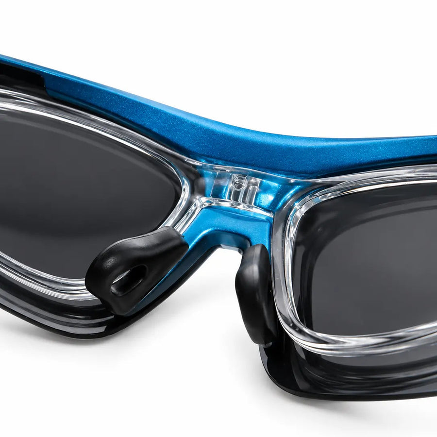 Valkor | Blue & Black Free Size Half Rim Shield Sports Sunglasses for Men & Women Changeable Lens  [Polarized]