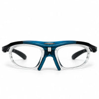 Valkor | Blue & Black Free Size Half Rim Shield Sports Sunglasses for Men & Women Changeable Lens  [Polarized]