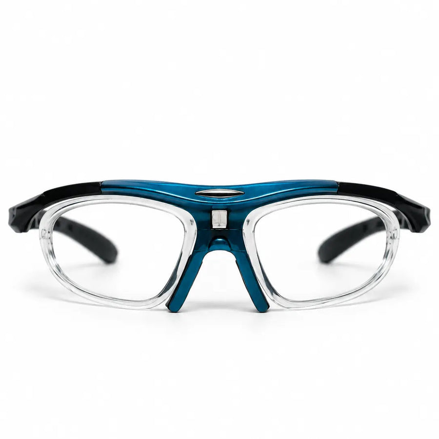 Valkor | Blue & Black Free Size Half Rim Shield Sports Sunglasses for Men & Women Changeable Lens  [Polarized]