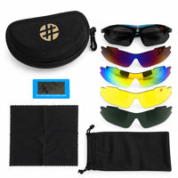 Valkor | Blue & Black Free Size Half Rim Shield Sports Sunglasses for Men & Women Changeable Lens  [Polarized]
