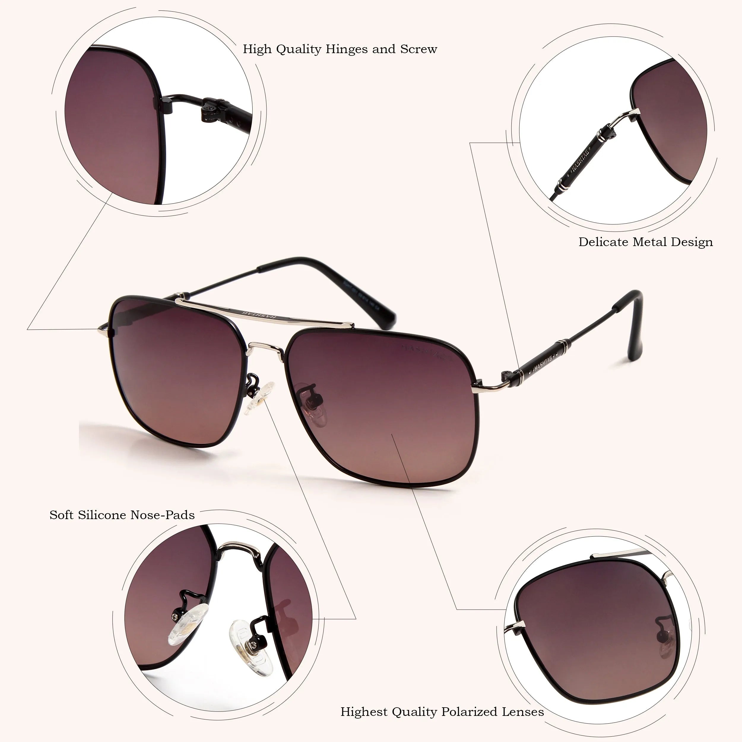 Unity | Gradient Brown Medium Full Rim Square Sunglasses for Men & Women [Polarized]