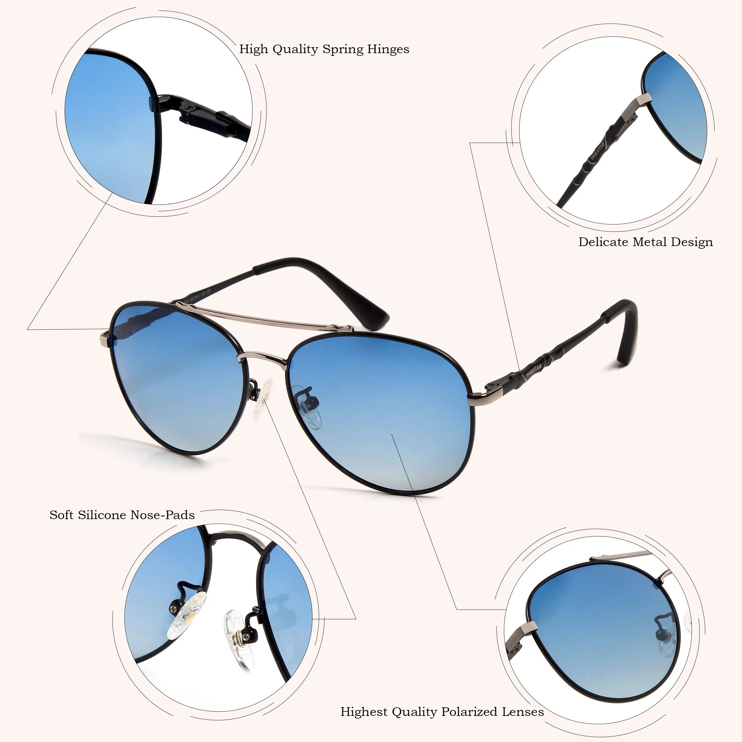 Valtor | Gradient Blue Small Full Rim Aviator Sunglasses for Men & Women [Polarized]