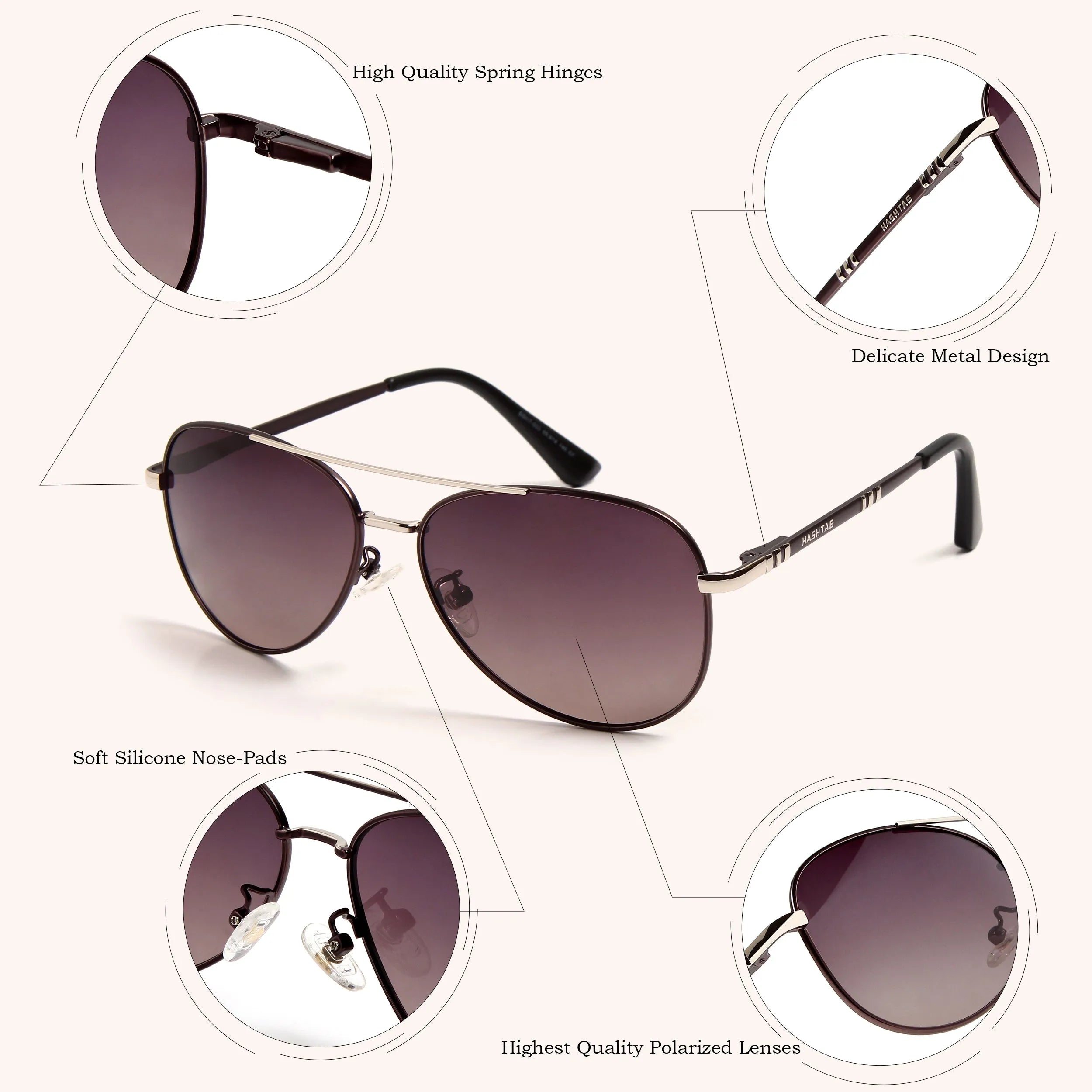 Tessera | Gradient Brown Medium Full Rim Aviator Sunglasses for Men & Women [Polarized]