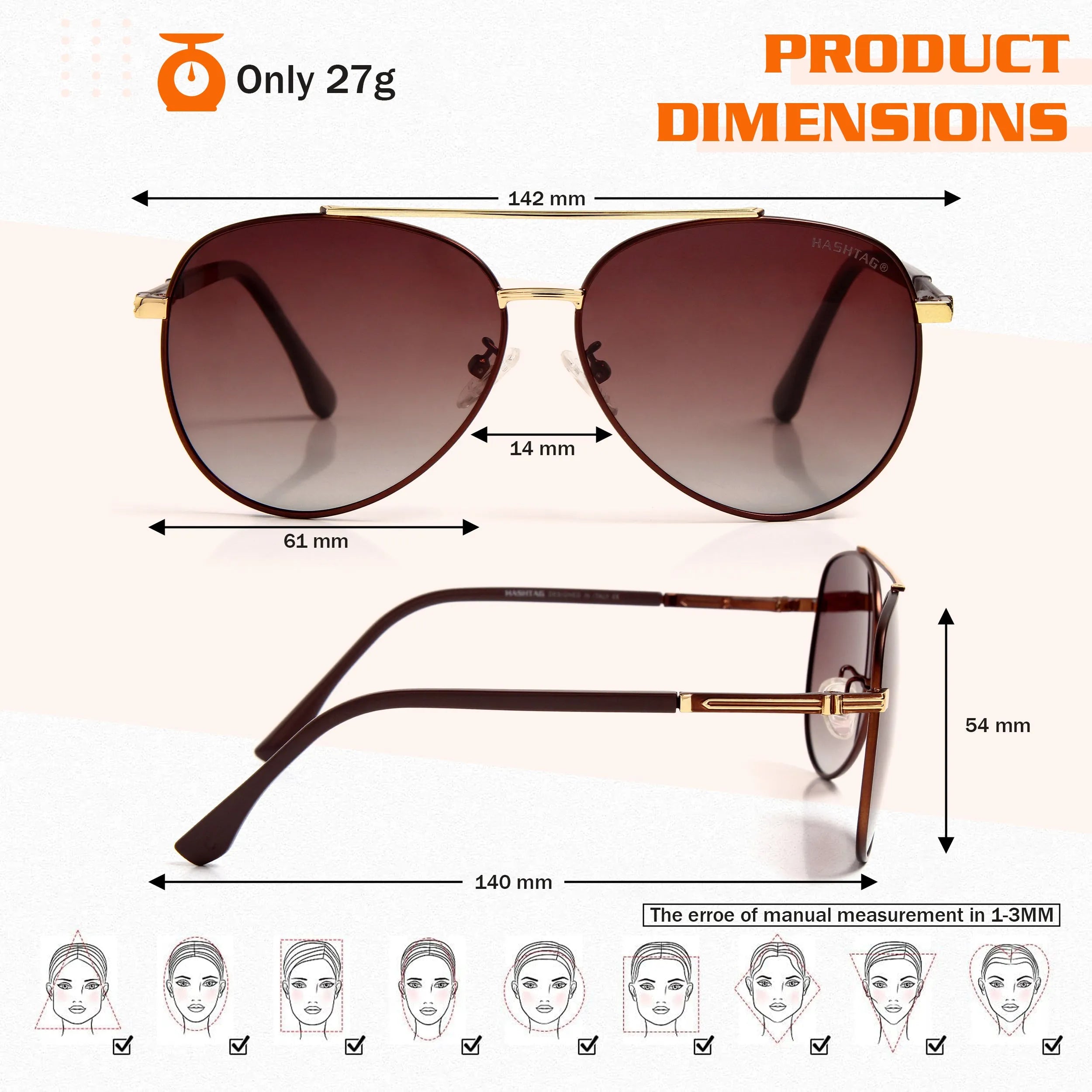 Ambience | Grey Medium Full Rim Aviator Sunglasses for Men & Women [Polarized]