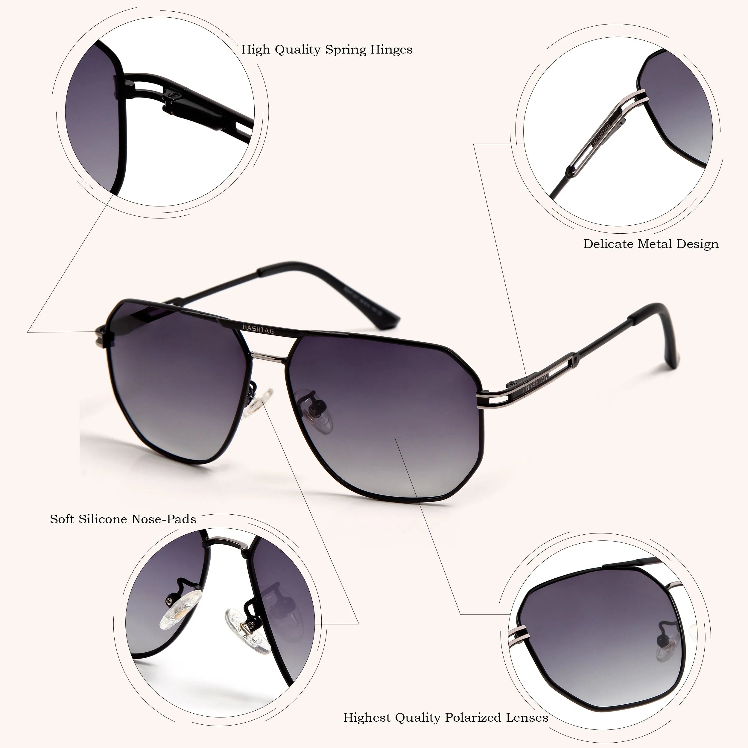 Sion | Gradient Purple Medium Full Rim Haxagonal Sunglasses for Men & Women [Polarized]