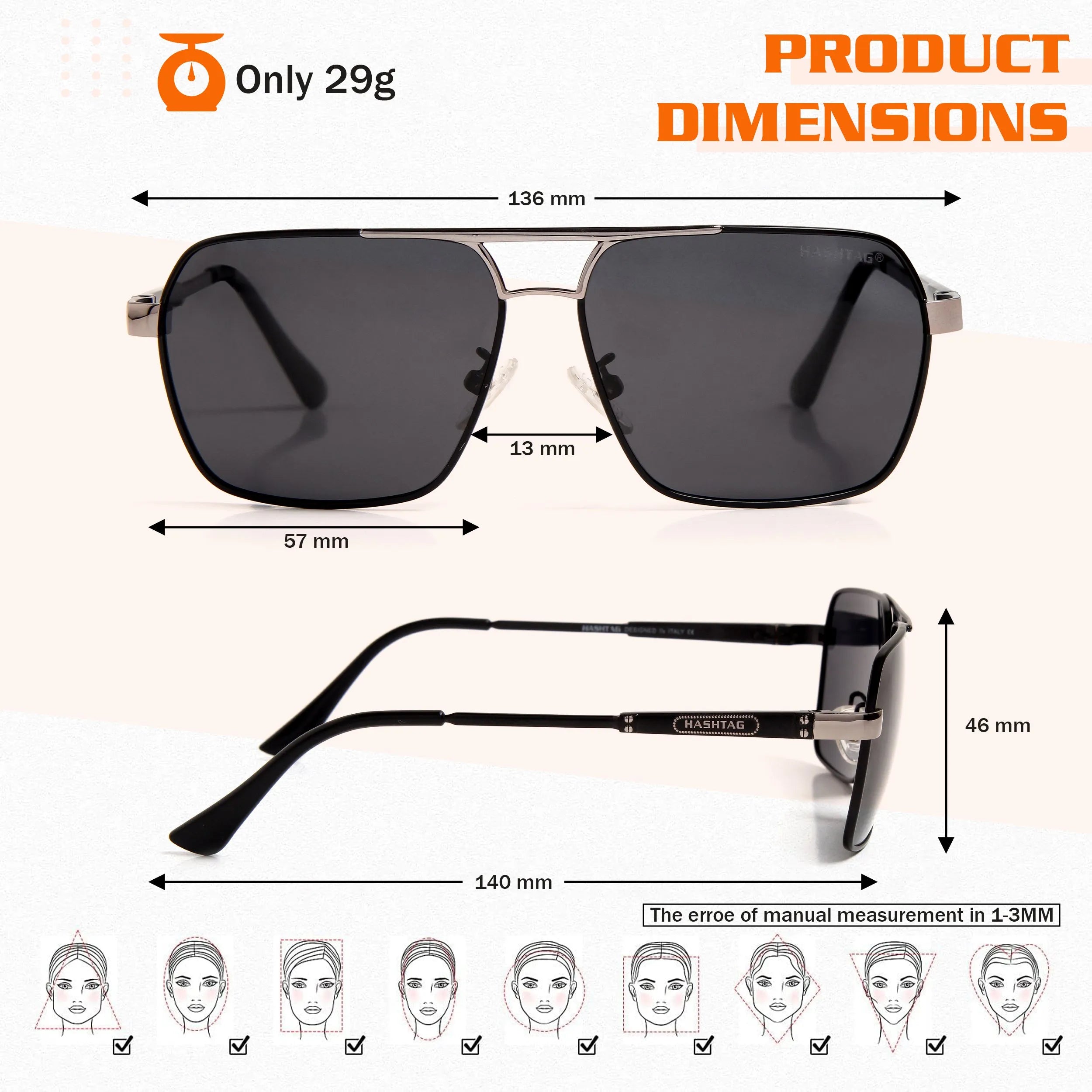 Inferna | Gradient Brown Medium Full Rim RECTANGLE Sunglasses for Men & Women [Polarized]