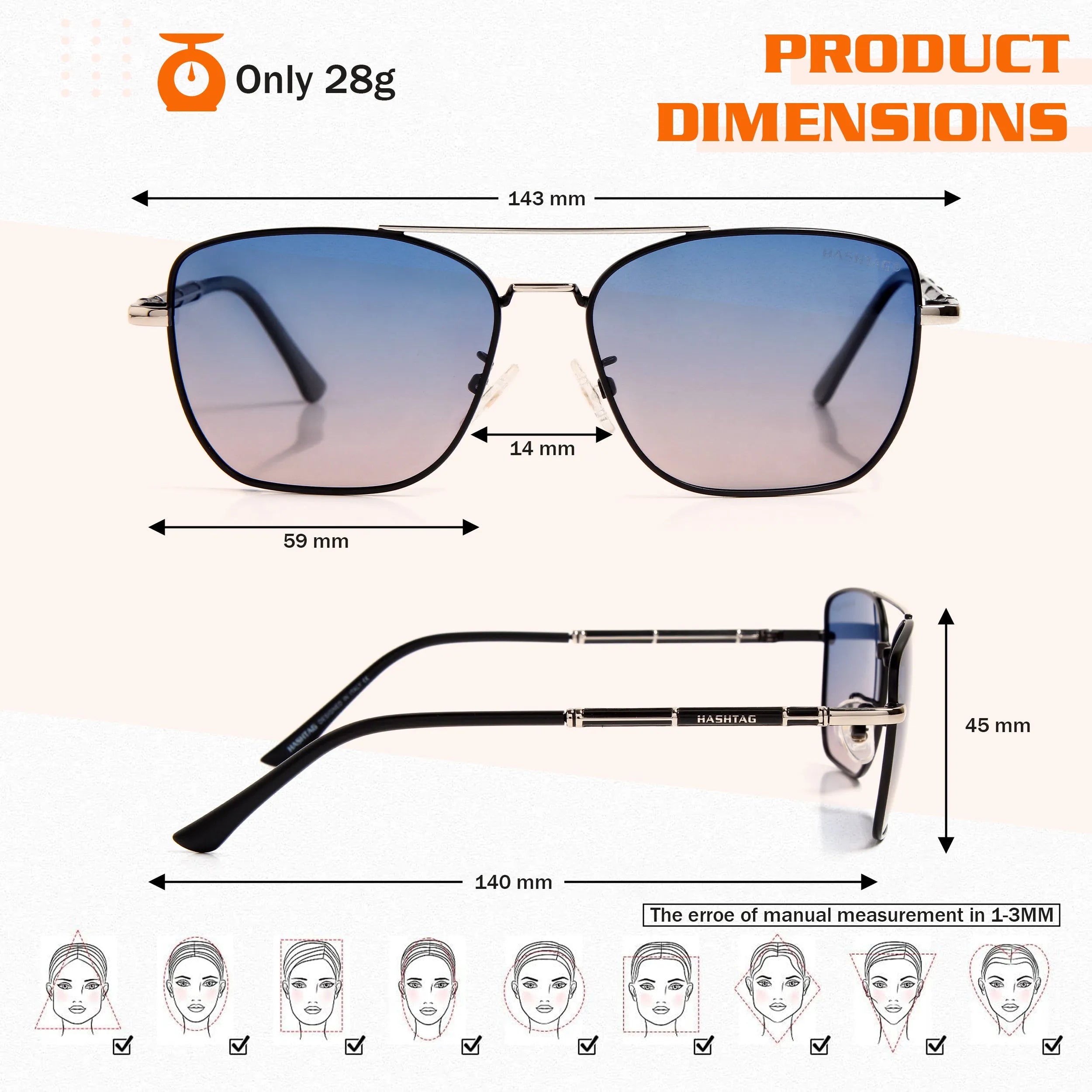 Enira | Gradient Brown Large Full Rim RECTANGLE Sunglasses for Men & Women [Polarized]