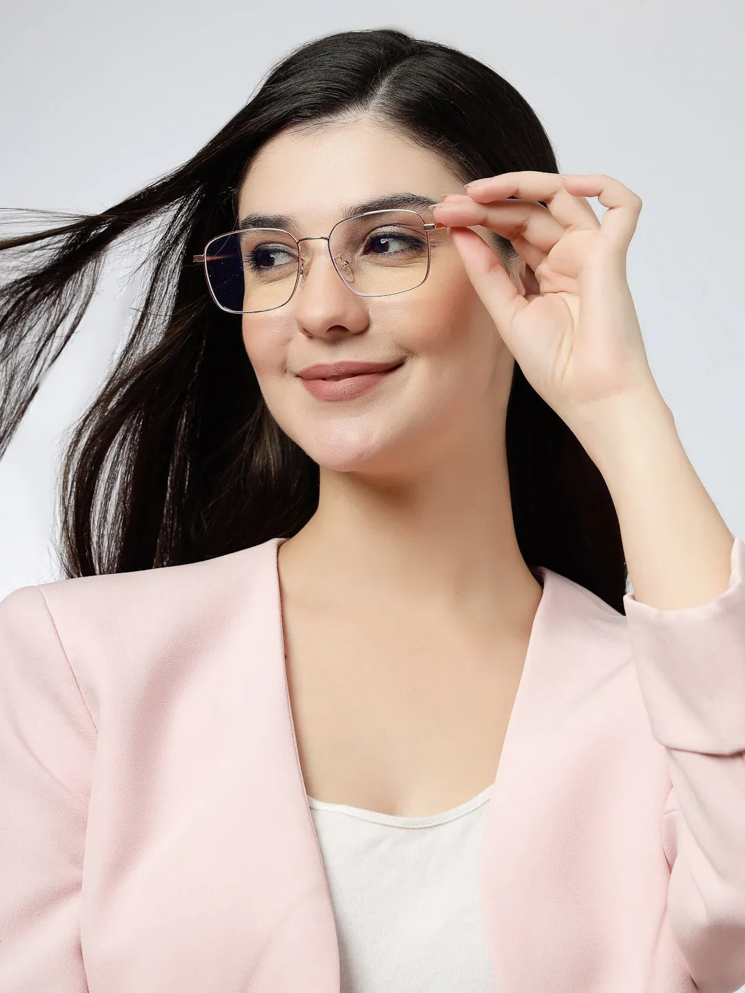 Fyrion | Rose Gold Medium Full Rim RECTANGLE Computer Glasses for Men & Women [Blue Block]