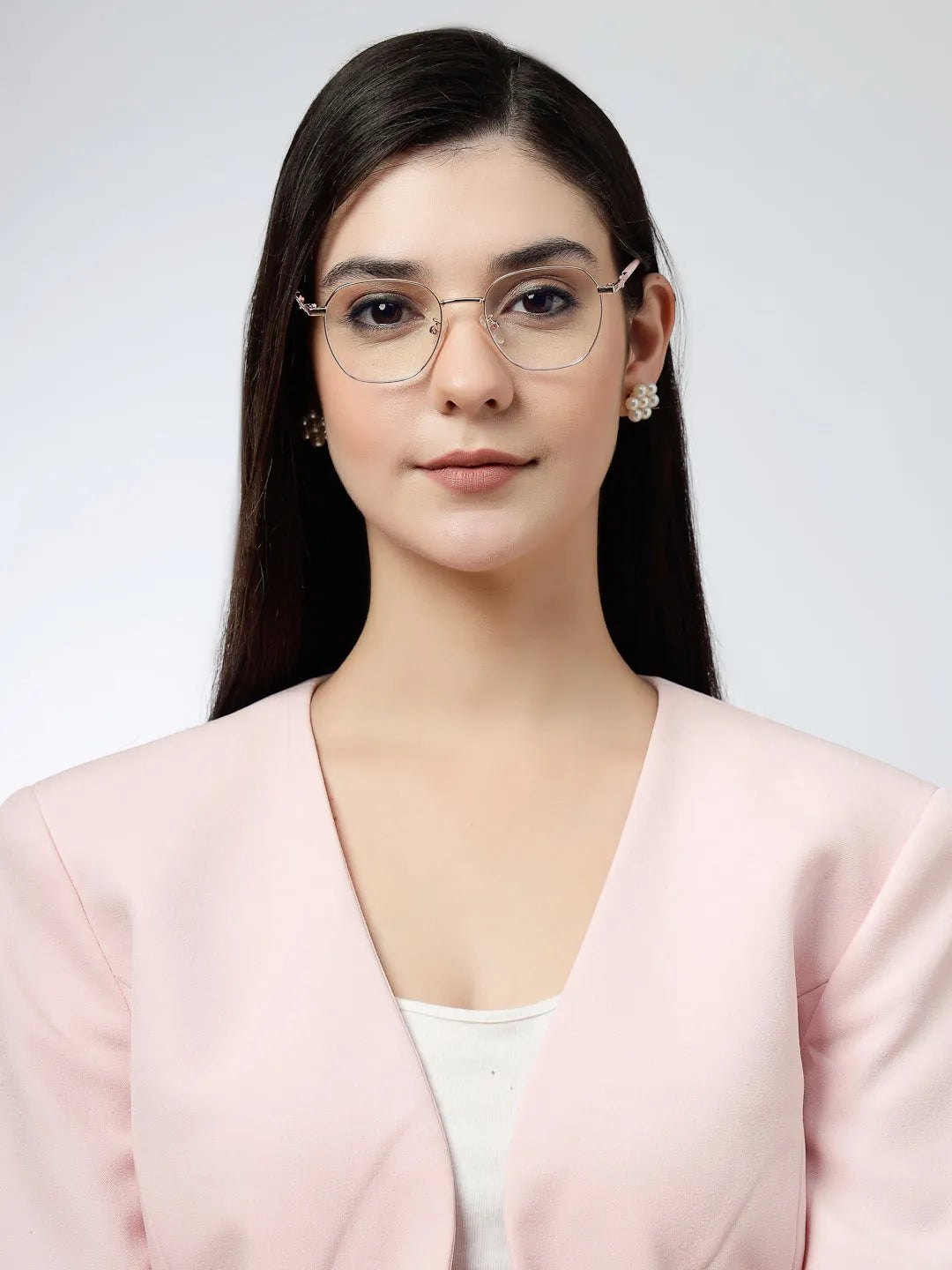Frostis | Rose Gold Small Full Rim Hexagonal Computer Glasses for Men & Women [Blue Block]