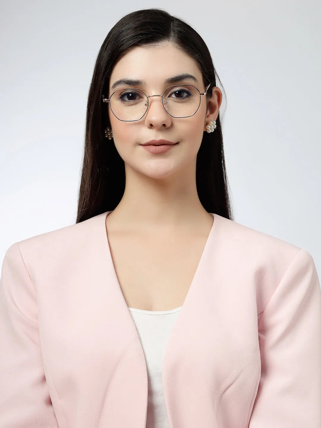 Dravon | Golden Rose & Black Medium Full Rim Hexagonal Computer Glasses for Men & Women [Blue Block]