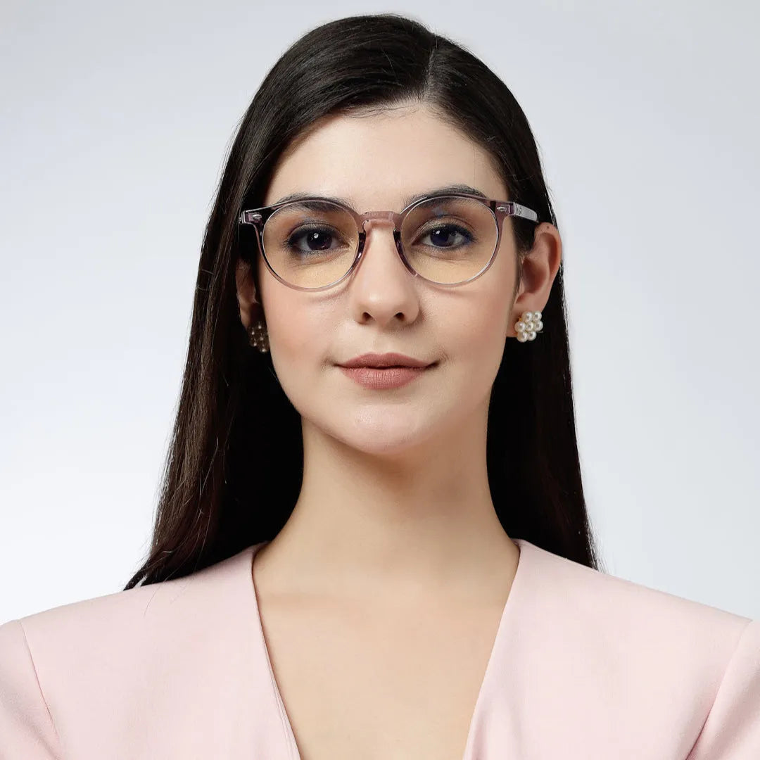 Auralis | Purple Small Full Rim Round Computer Glasses for Men & Women [Blue Block]