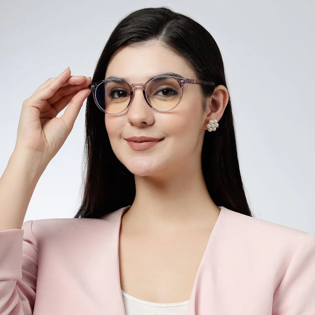 Auralis | Purple Small Full Rim Round Computer Glasses for Men & Women [Blue Block]