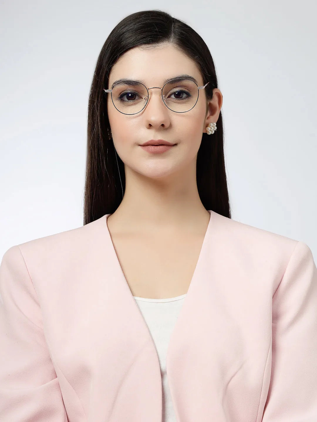 Galveris | Black & Rose Gold Small Full Rim Round Computer Glasses for Men & Women [Blue Block]