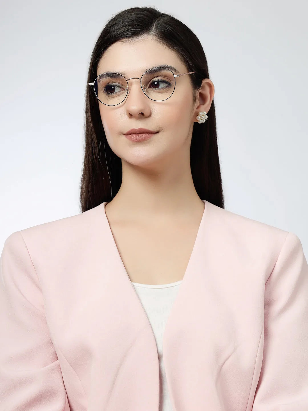 Galveris | Black & Rose Gold Small Full Rim Round Computer Glasses for Men & Women [Blue Block]