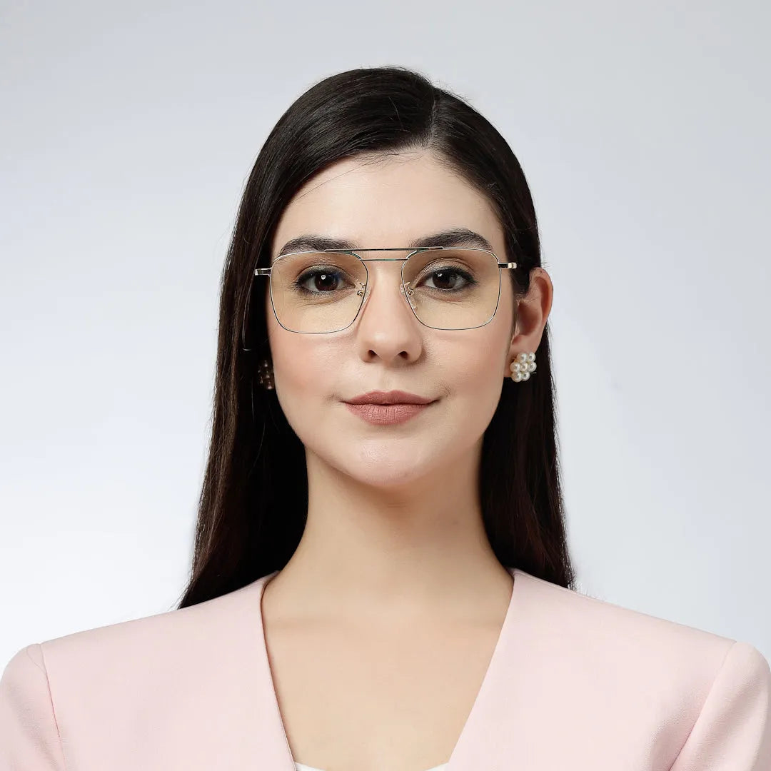 Neuron | Golden Medium Full Rim RECTANGLE Computer Glasses for Men & Women [Blue Block]