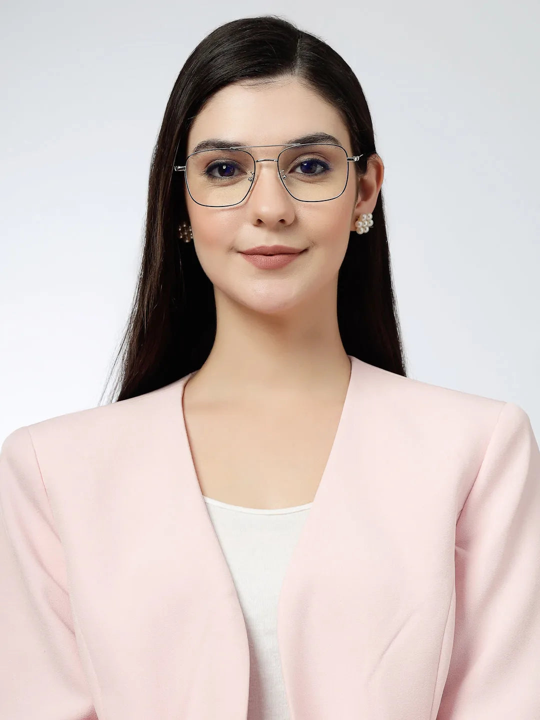 Jovion | Black & Silver Medium Full Rim RECTANGLE Computer Glasses for Men & Women [Blue Block]