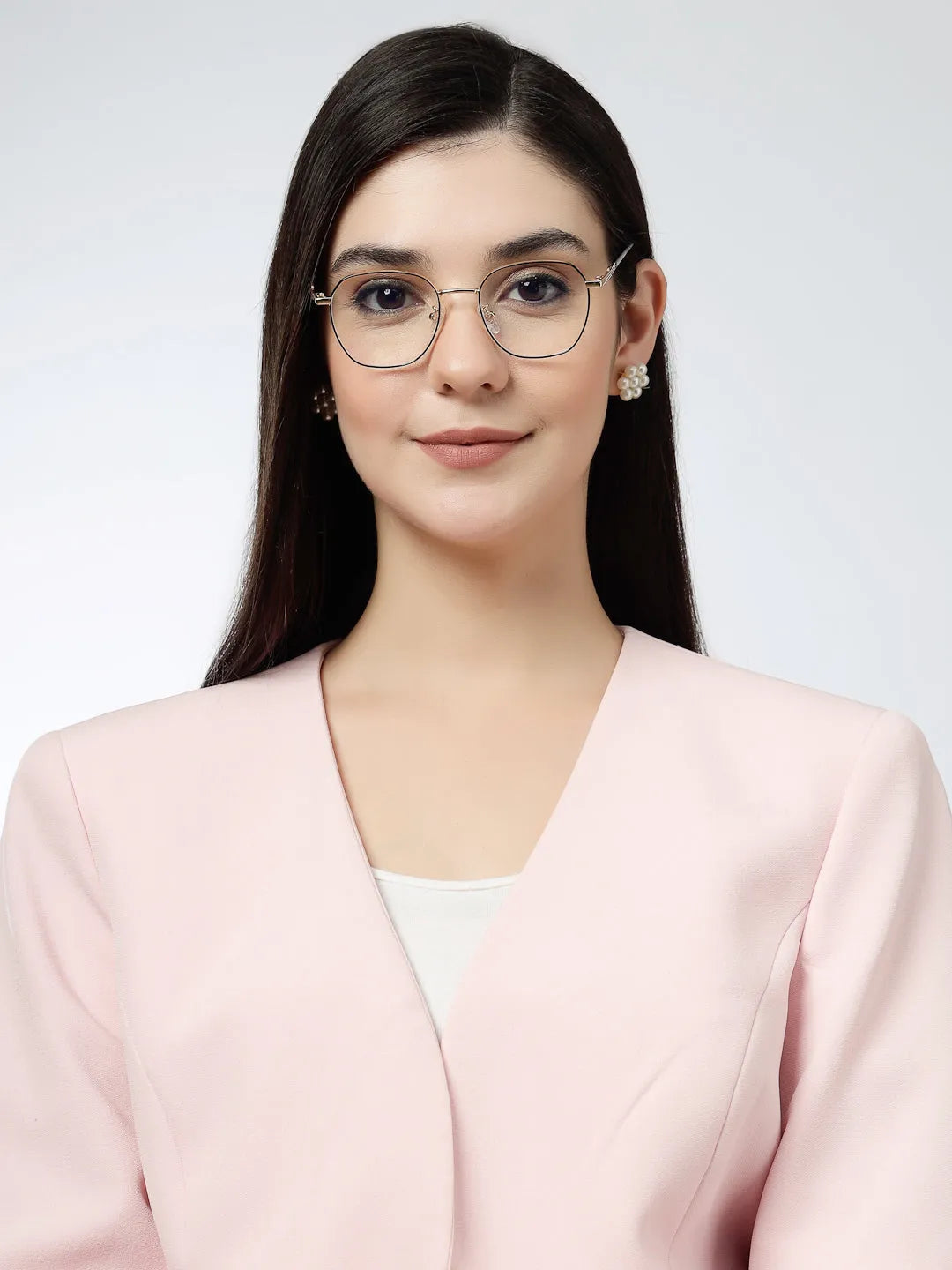 Frostis | Black & Gold Small Full Rim Hexagonal Computer Glasses for Men & Women [Blue Block]