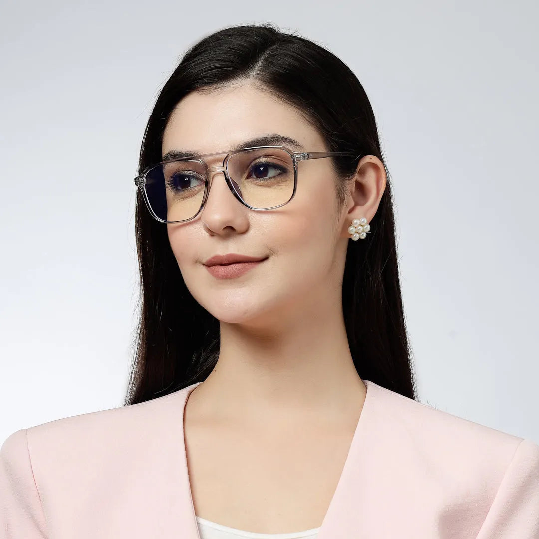 Aegira | Grey Small Full Rim Square Computer Glasses for Men & Women [Blue Block]