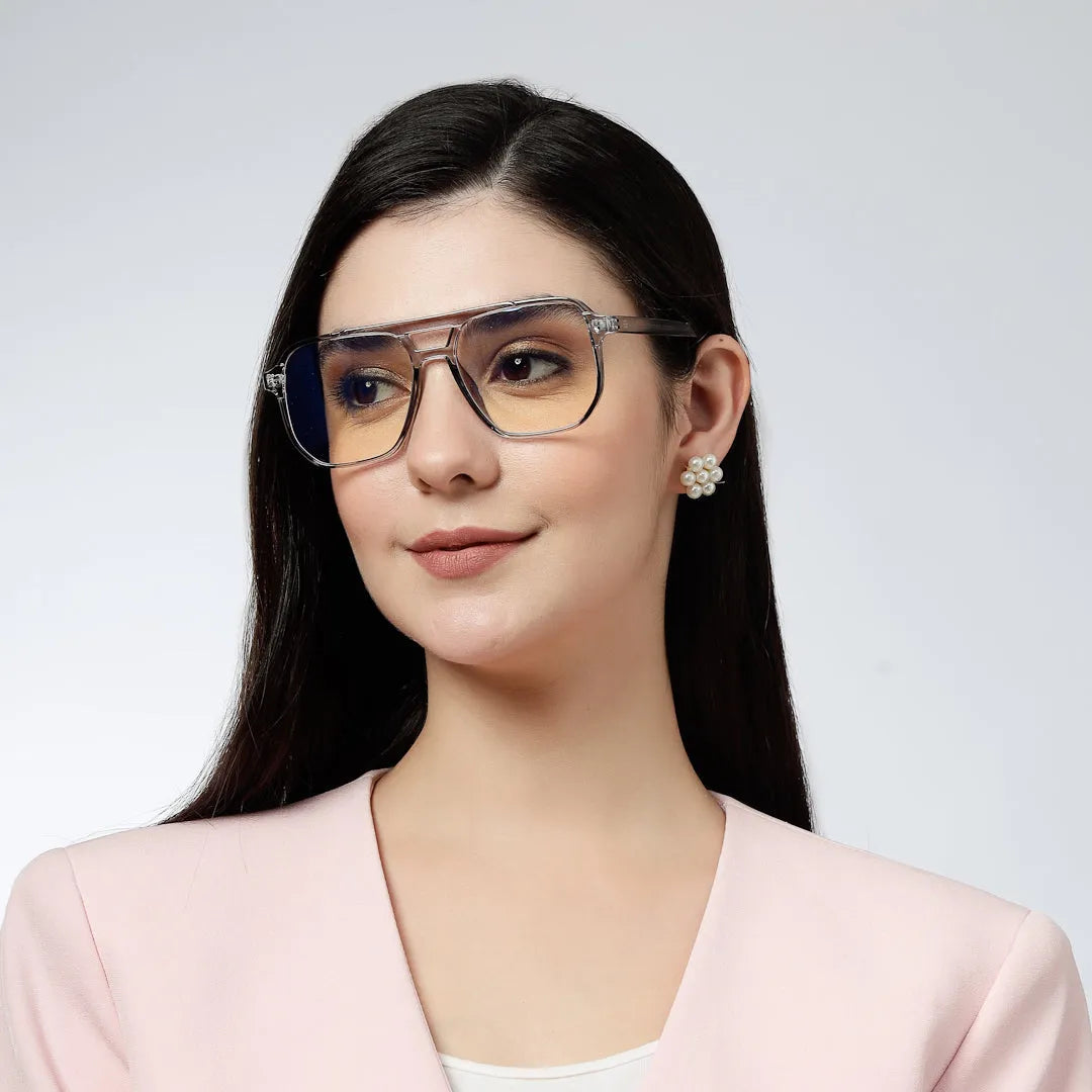 Lumnos | Smoke Medium Full Rim Square Computer Glasses for Men & Women [Blue Block]