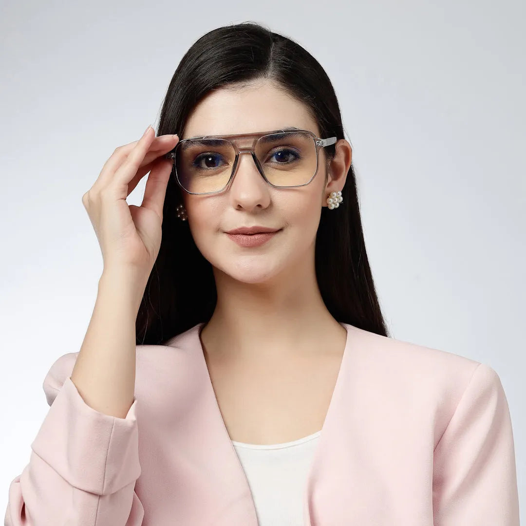 Lumnos | Smoke Medium Full Rim Square Computer Glasses for Men & Women [Blue Block]