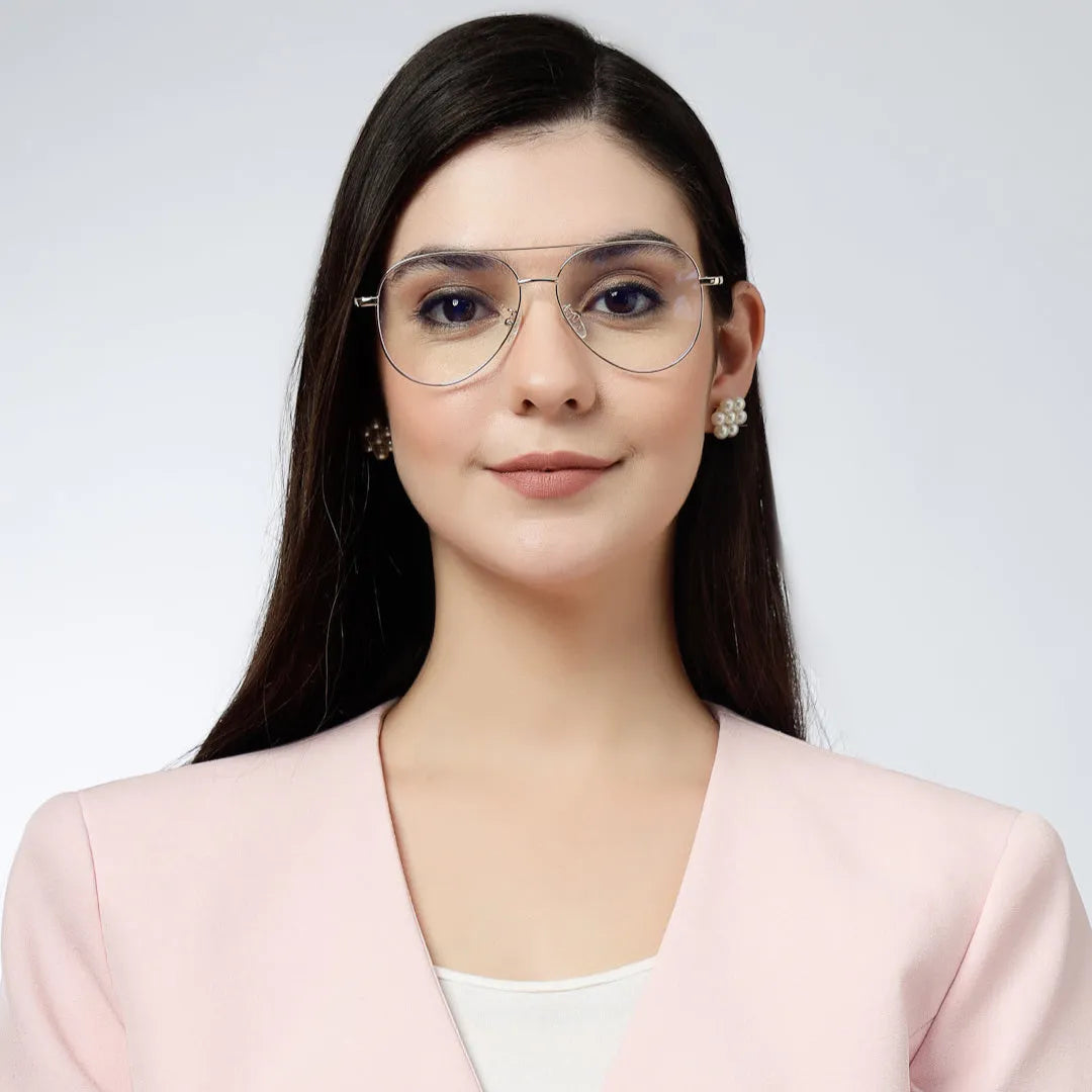 Gravion | Golden Medium Full Rim Aviator Computer Glasses for Men & Women [Blue Block]