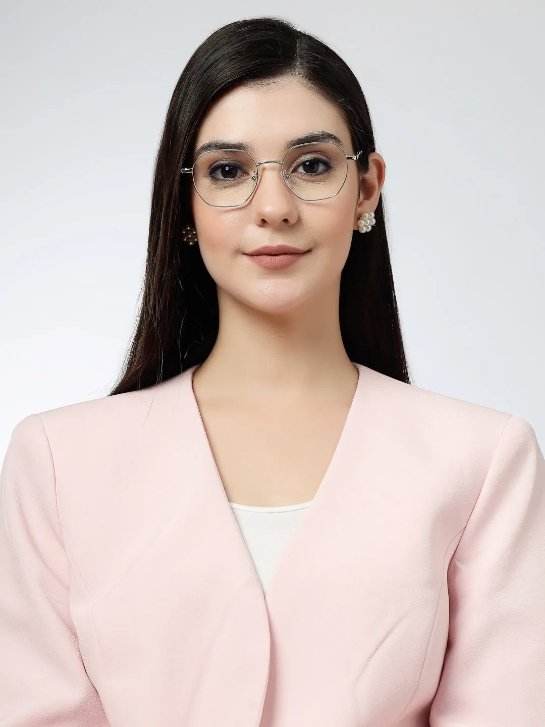 Dravon | Silver Medium Full Rim Hexagonal Computer Glasses for Men & Women [Blue Block]