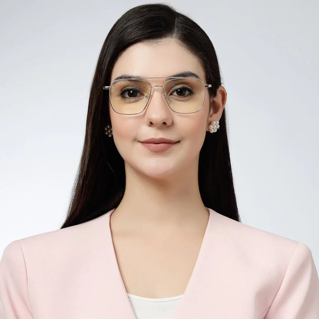 Nova | Golden Medium Full Rim Square Computer Glasses for Men & Women [Blue Block]
