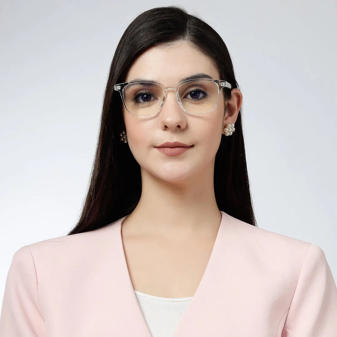 Vortara | Tranparent Medium Full Rim Wayfarer Computer Glasses for Men & Women [Blue Block]