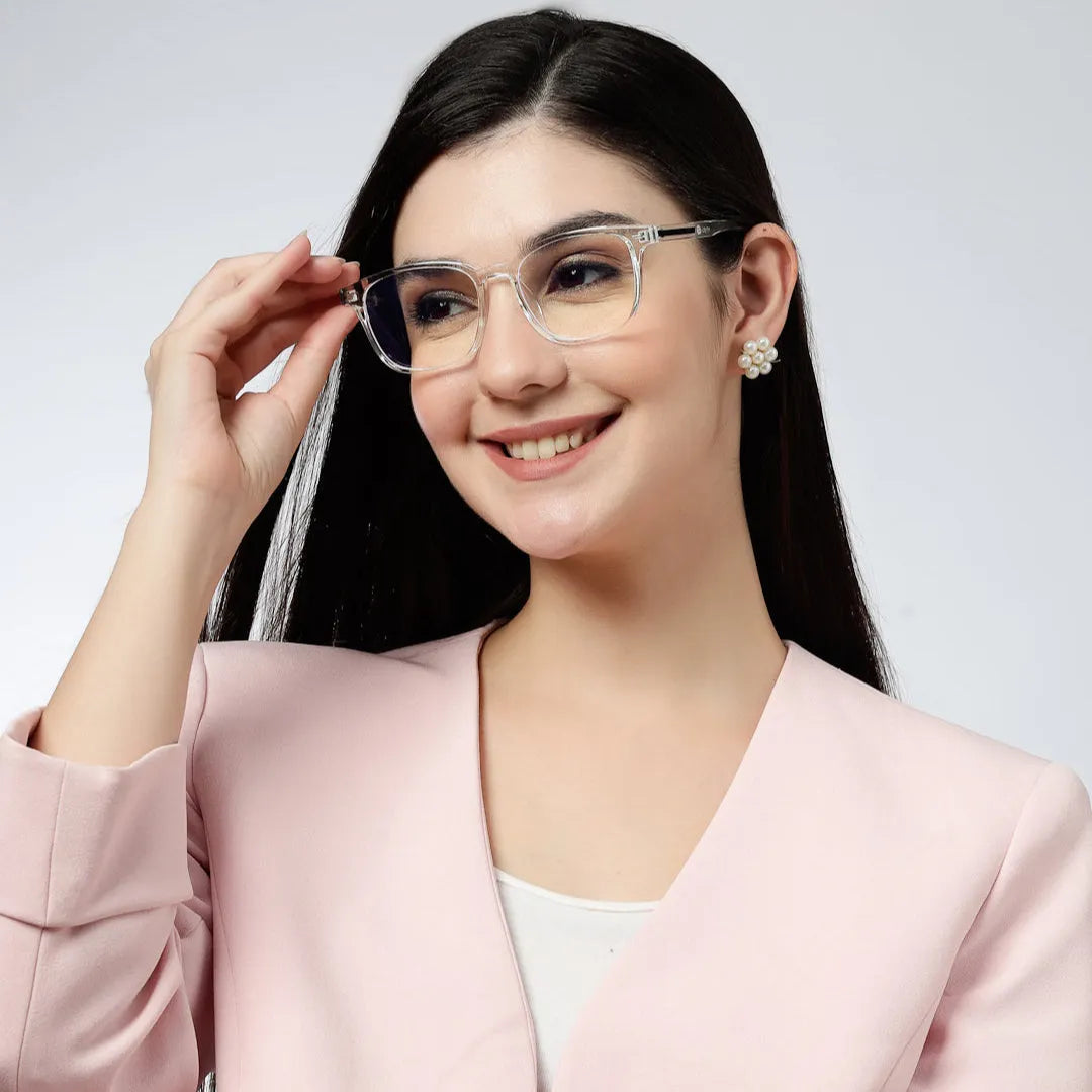 Vortara | Tranparent Medium Full Rim Wayfarer Computer Glasses for Men & Women [Blue Block]