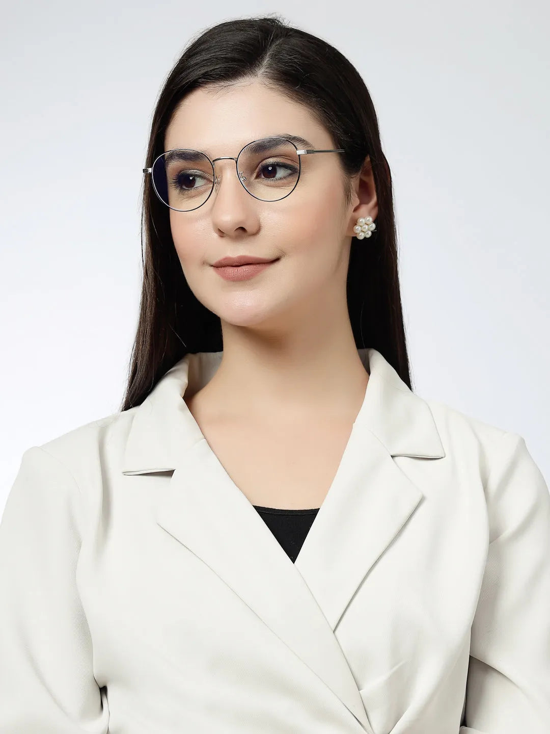 Galveris | Black & Silver Small Full Rim Round Computer Glasses for Men & Women [Blue Block]