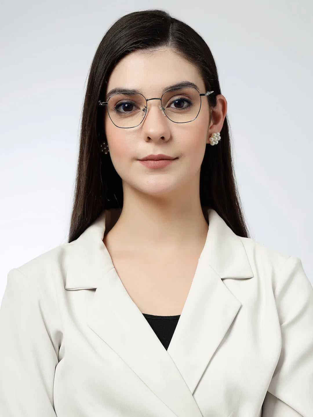 Frostis | Grey Small Full Rim Hexagonal Computer Glasses for Men & Women [Blue Block]