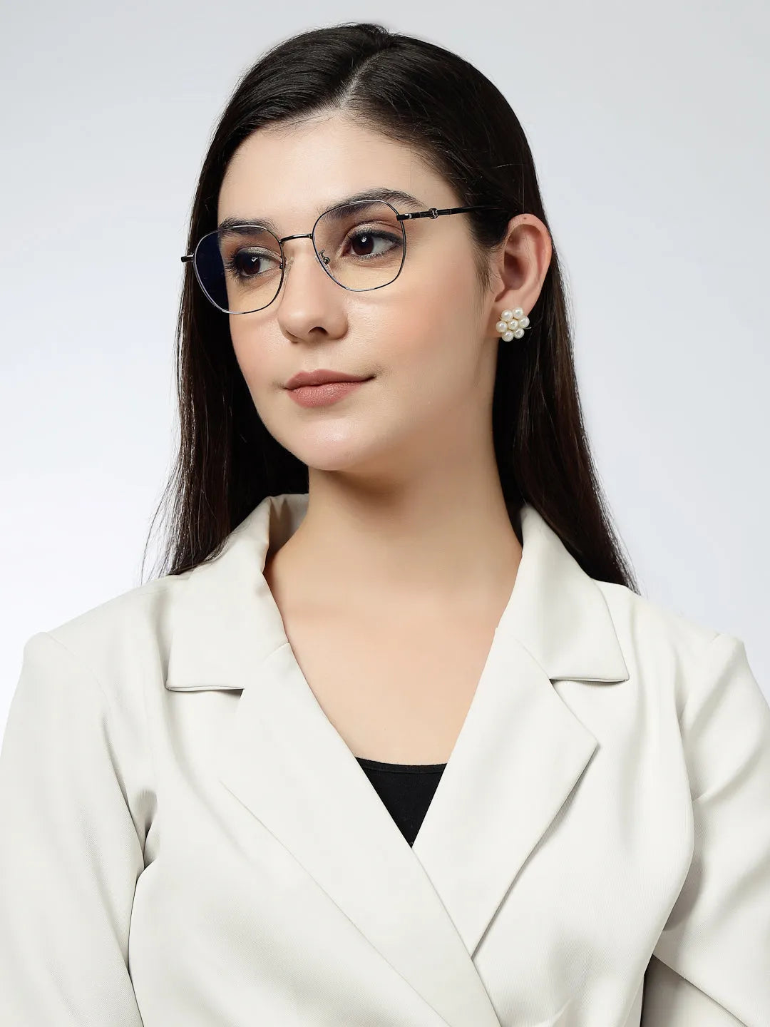 Frostis | Grey Small Full Rim Hexagonal Computer Glasses for Men & Women [Blue Block]