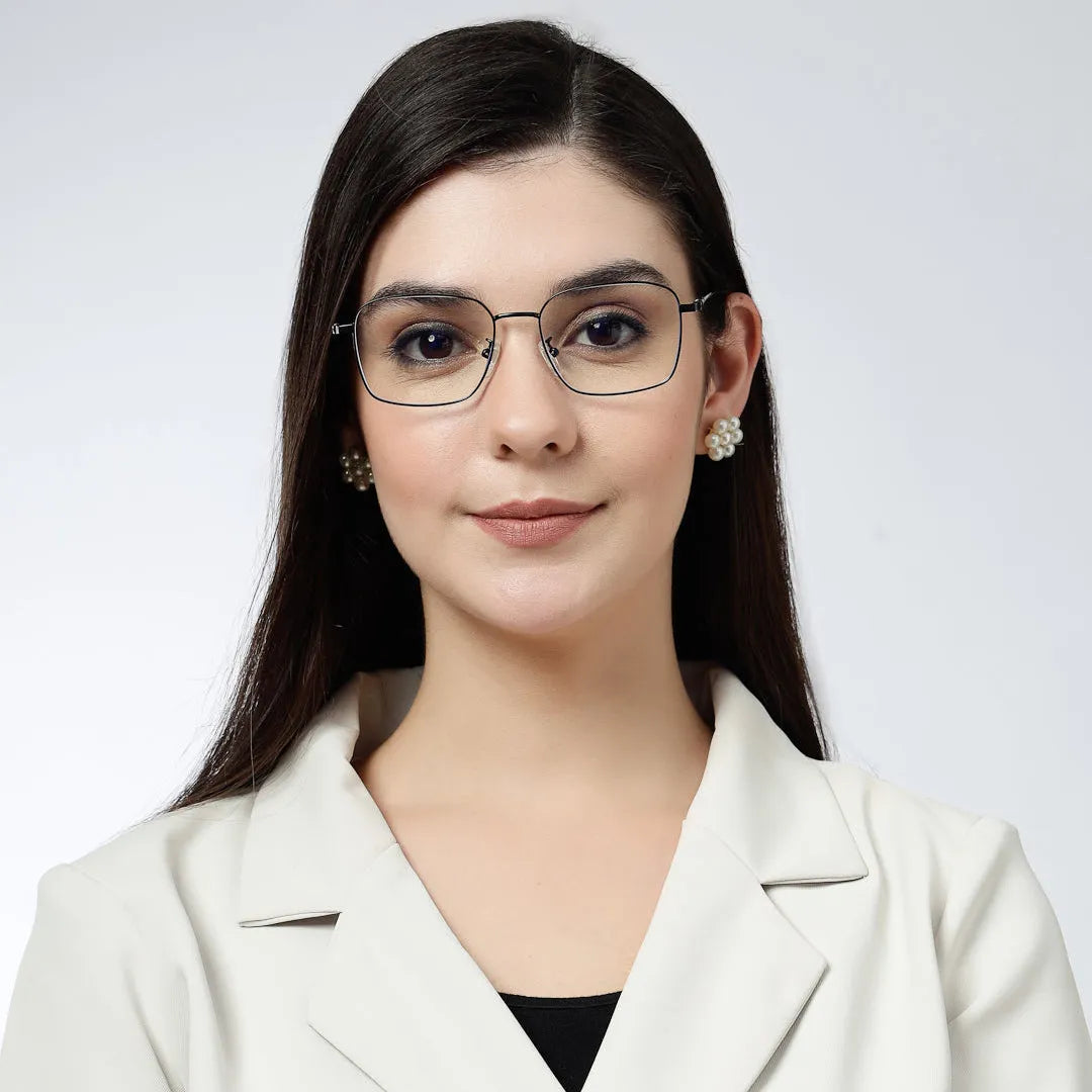 Fyrion | Black Medium Full Rim RECTANGLE Computer Glasses for Men & Women [Blue Block]